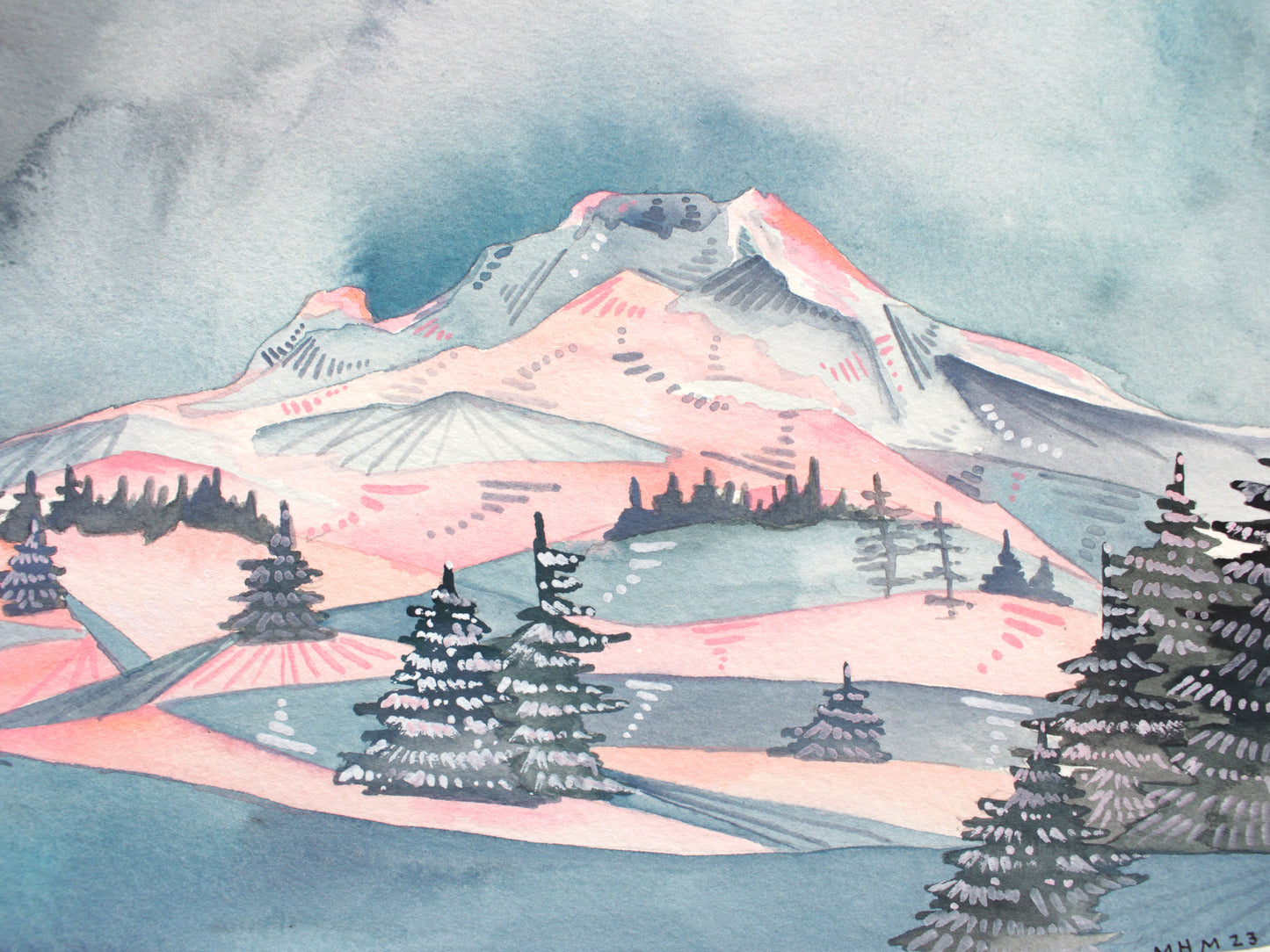 Original Mt Hood Watercolor Painting