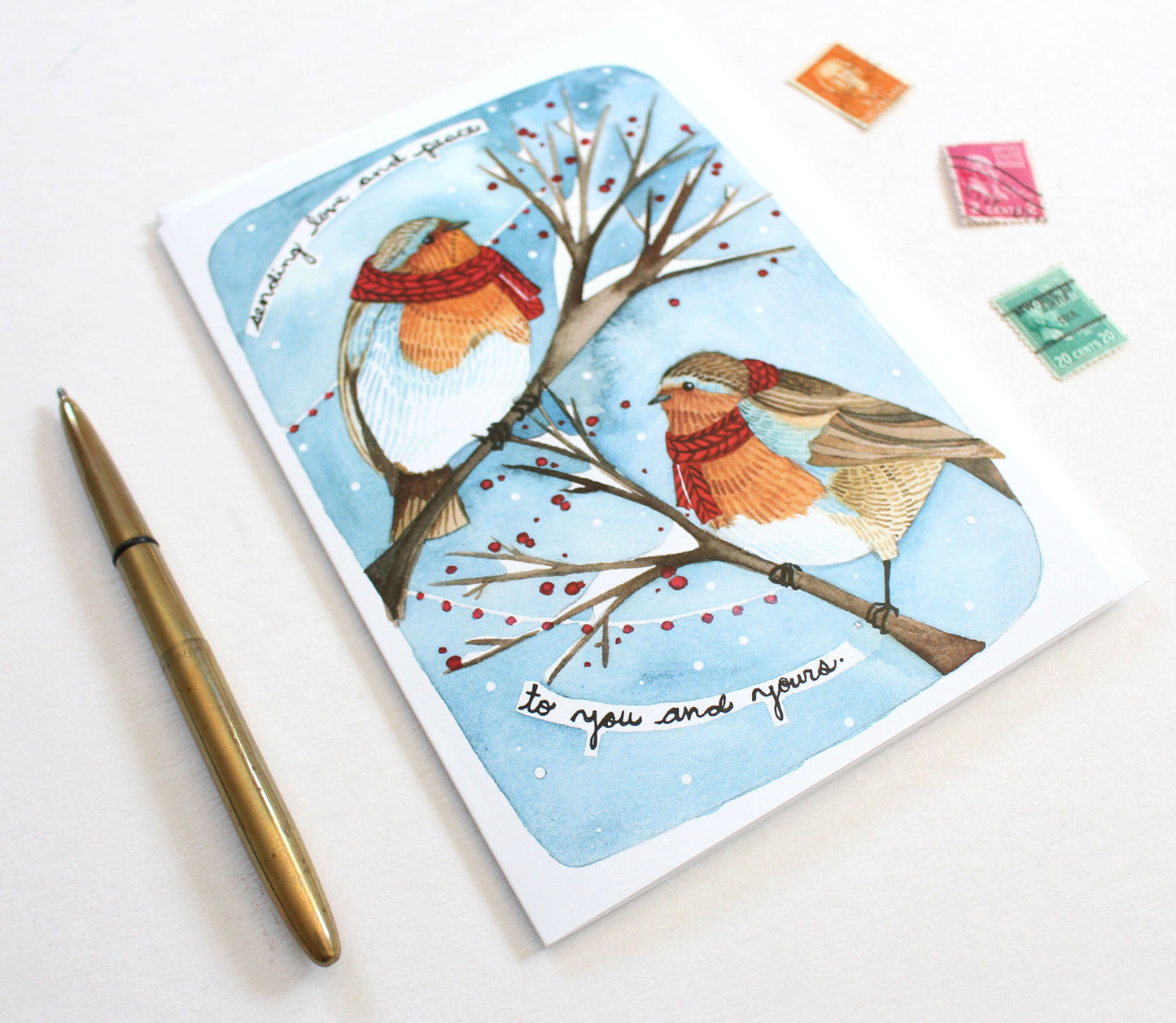 Holiday Card - Winter Robins