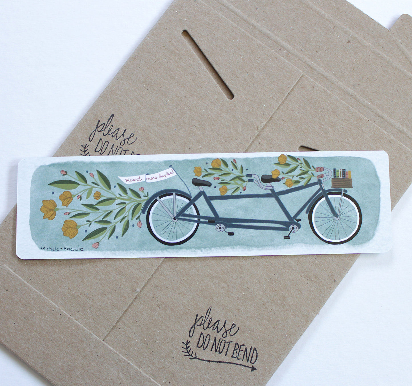 Tandem Bike Illustrated Bookmark
