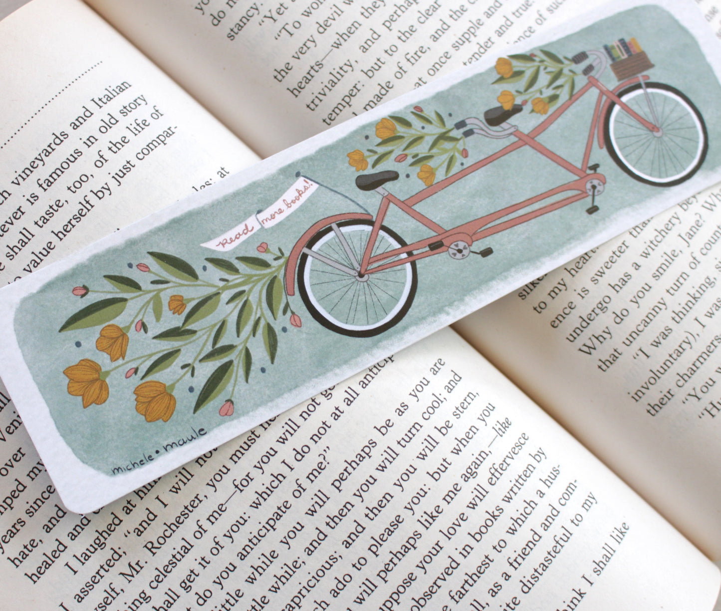 Tandem Bike Illustrated Bookmark