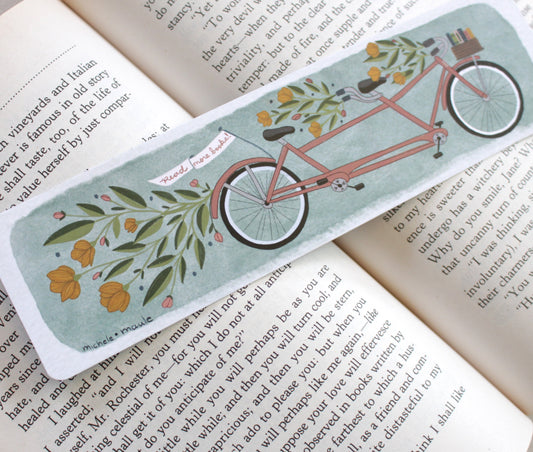 Tandem Bike Illustrated Bookmark