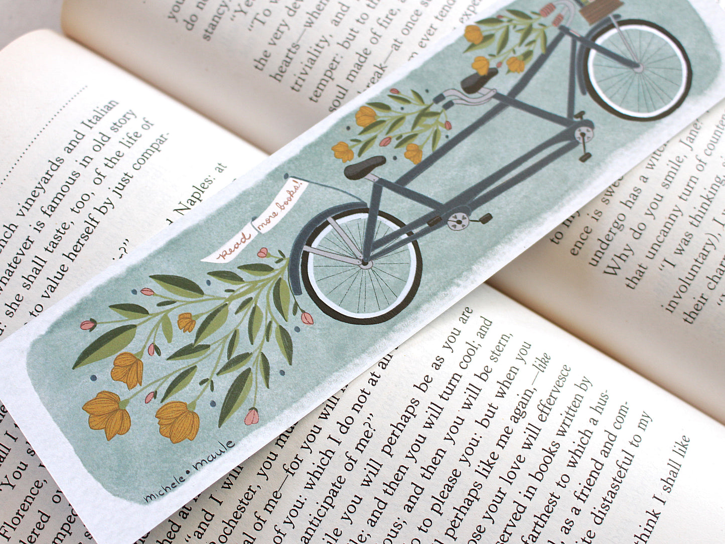 Tandem Bike Illustrated Bookmark
