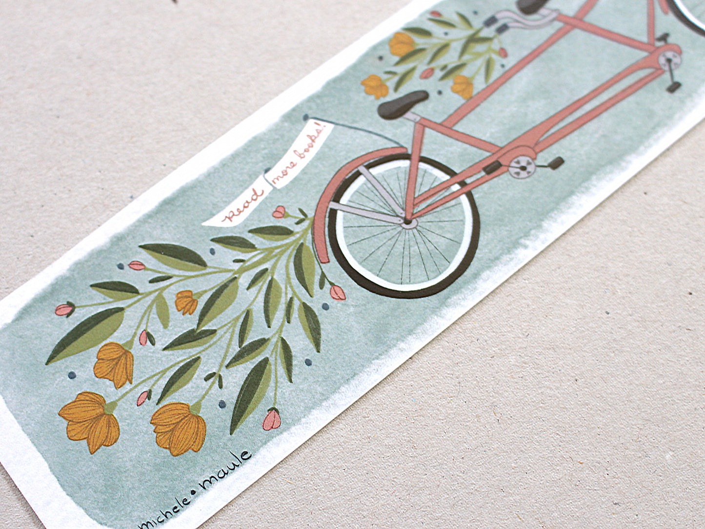 Tandem Bike Illustrated Bookmark