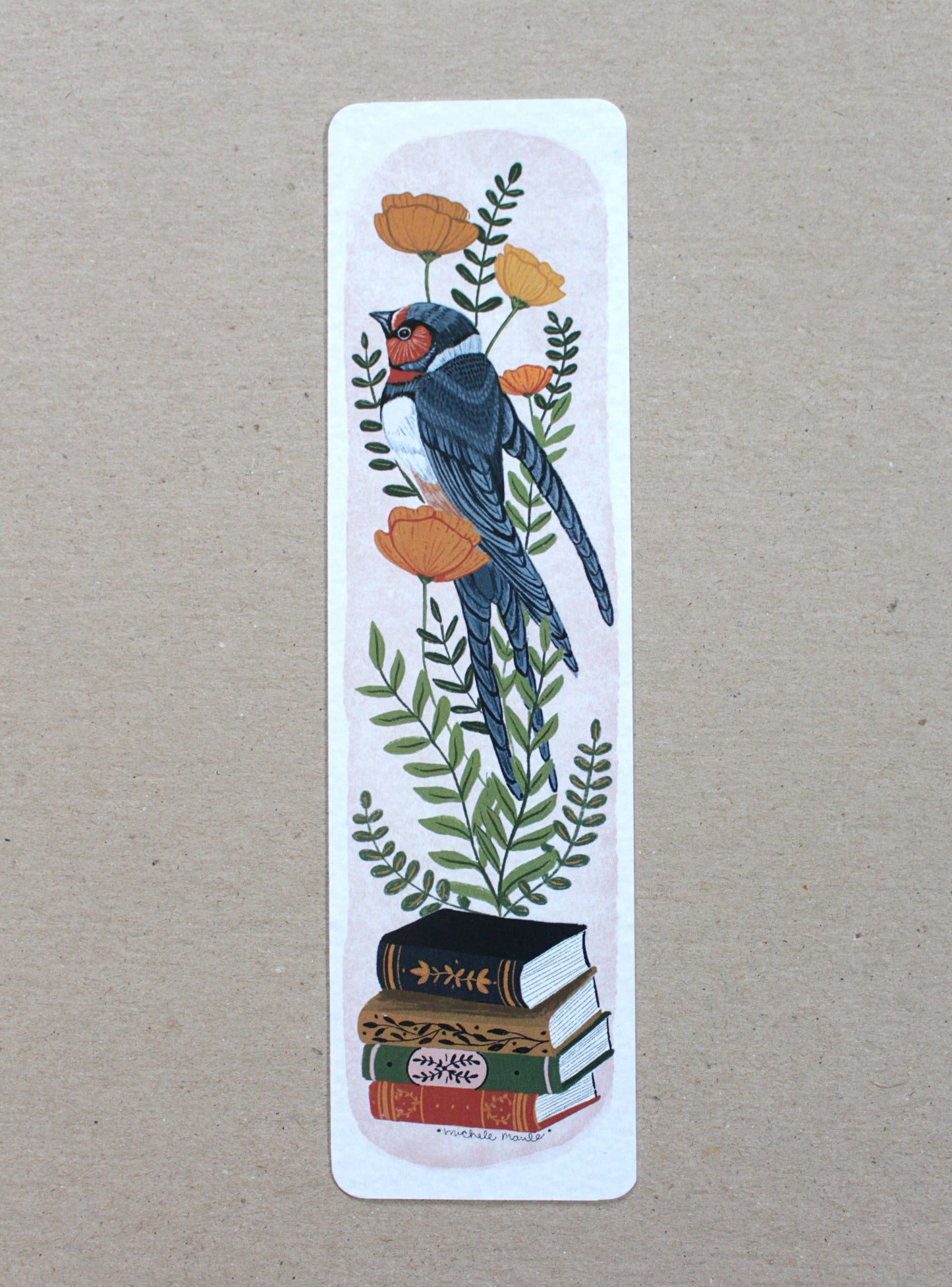 Hand-Drawn Blue Bird Illustration Bookmark - Unique Gift Idea