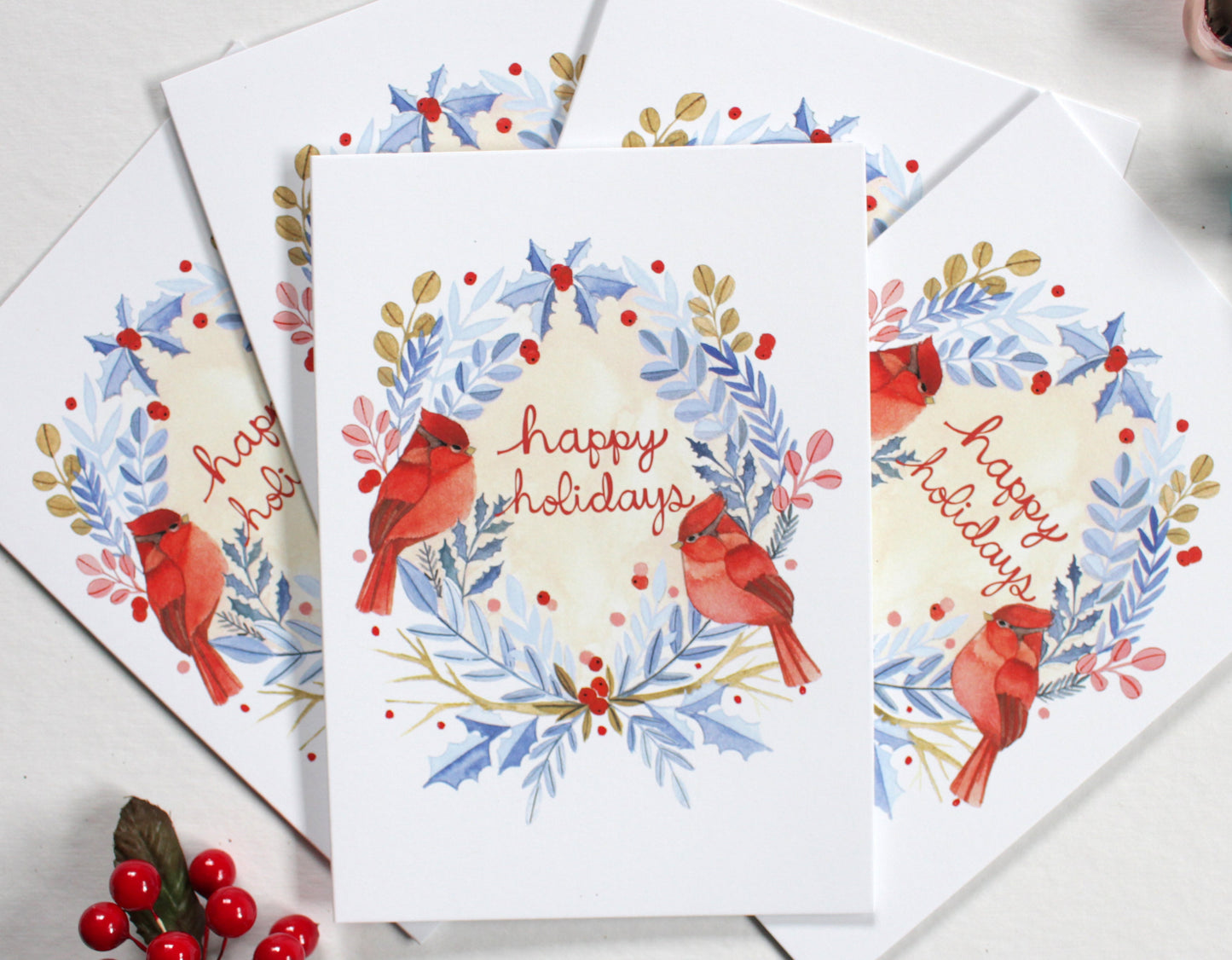 Set of Five Cardinal Holiday Cards