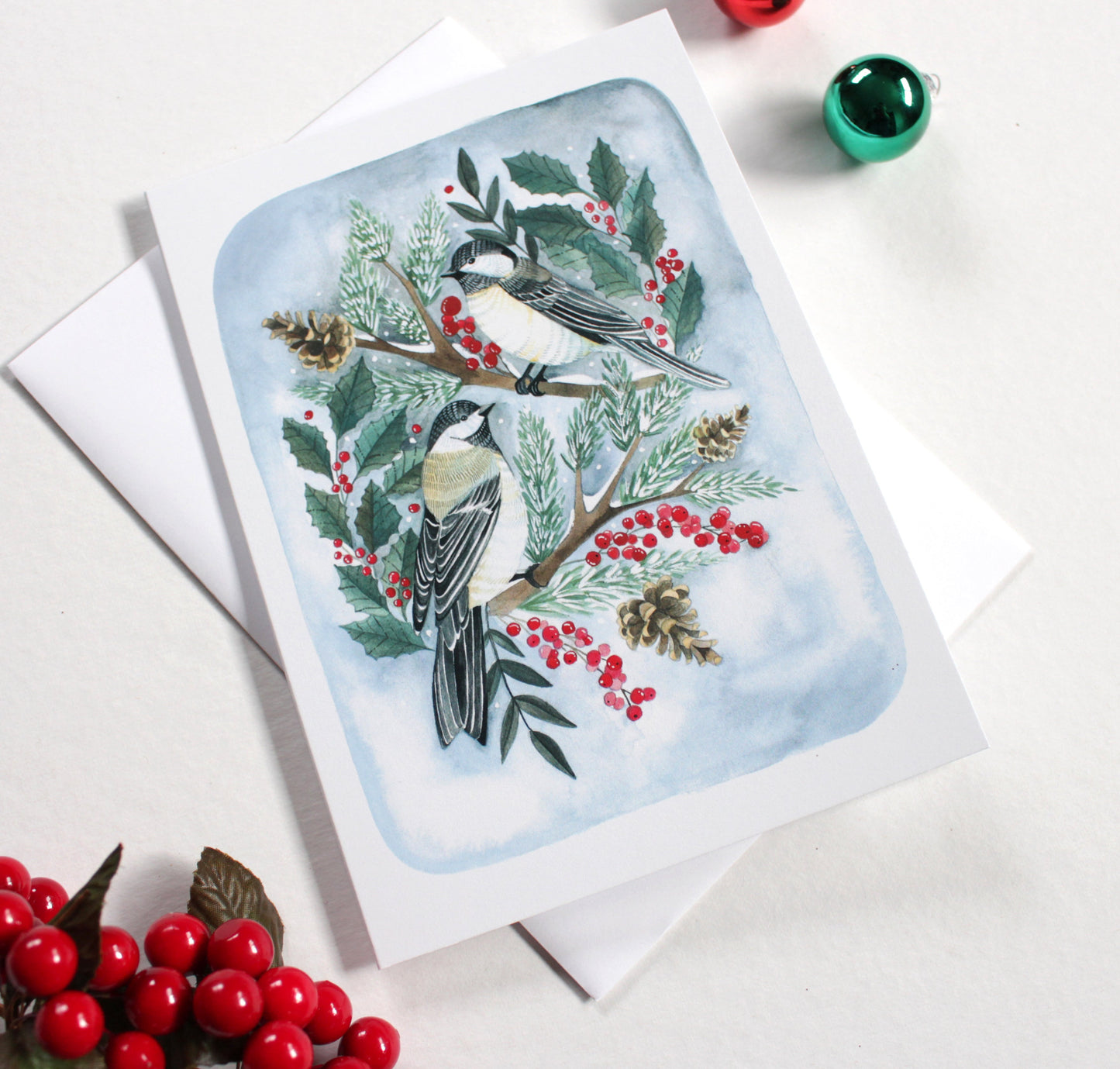 Holiday Card - Winter Chickadees