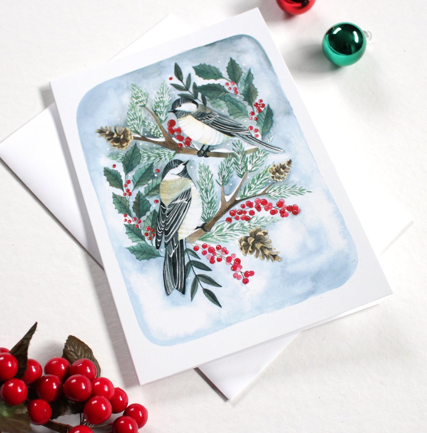 Holiday Card - Winter Chickadees