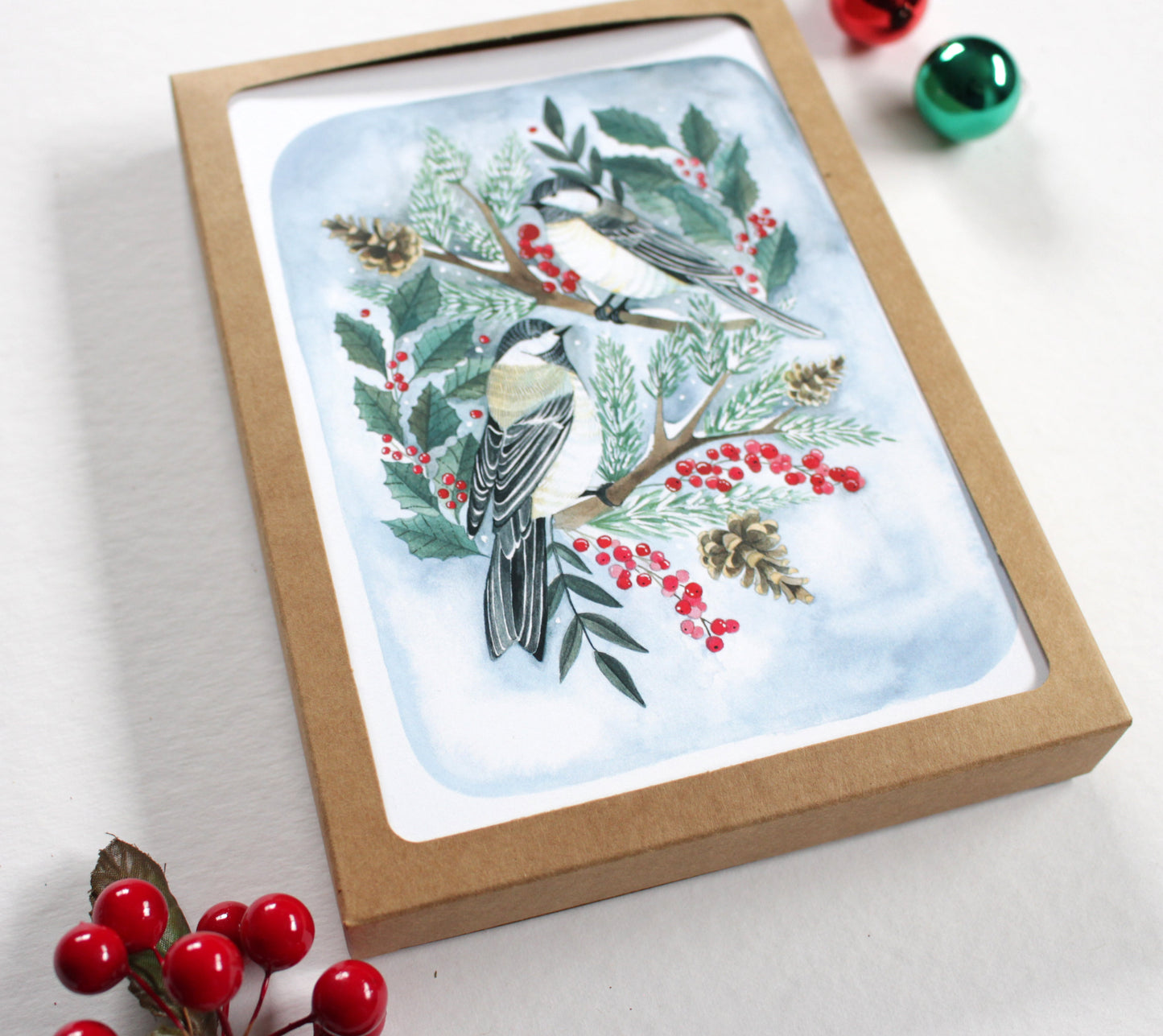 Set of Five Chickadee Holiday Cards