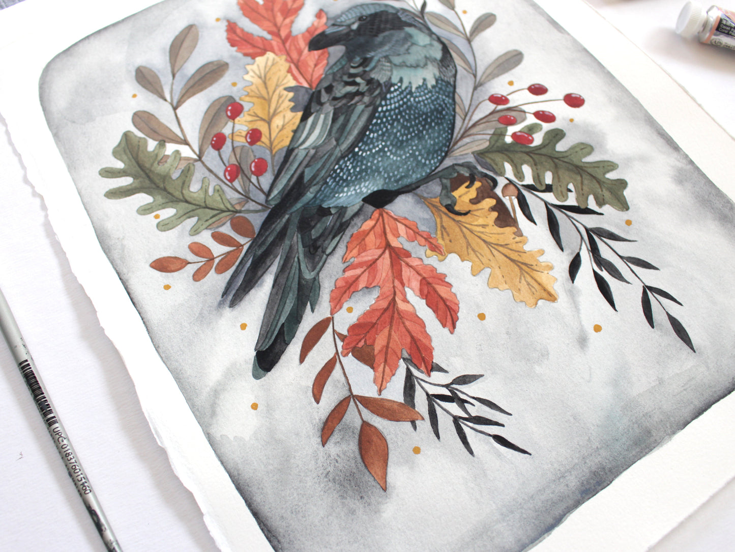 Original Crow Gouache Painting