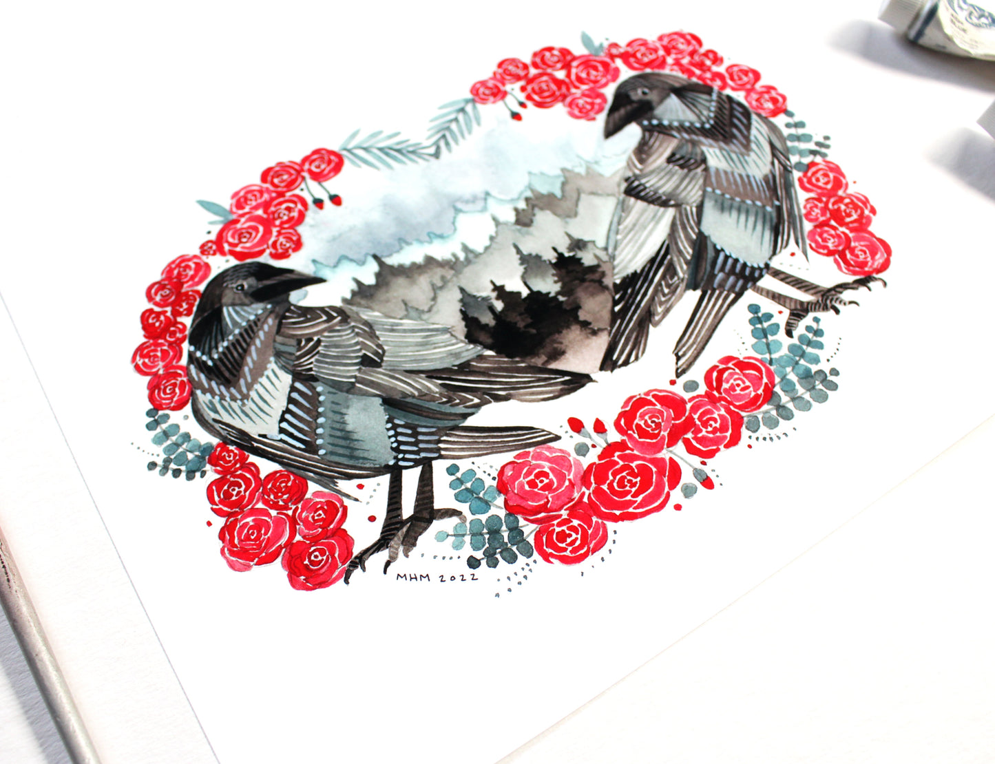 8x10 Print - Crows and Roses