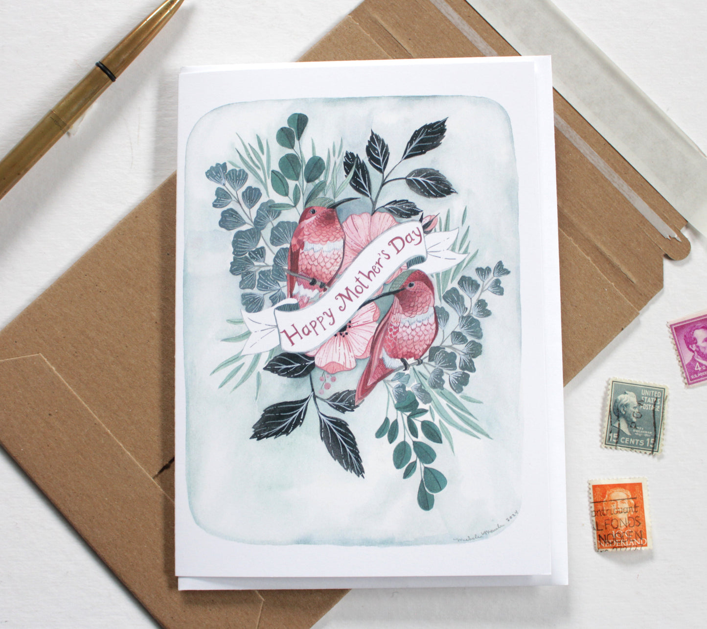 Mother's Day Card - Two Humming Birds Mother's Day Card