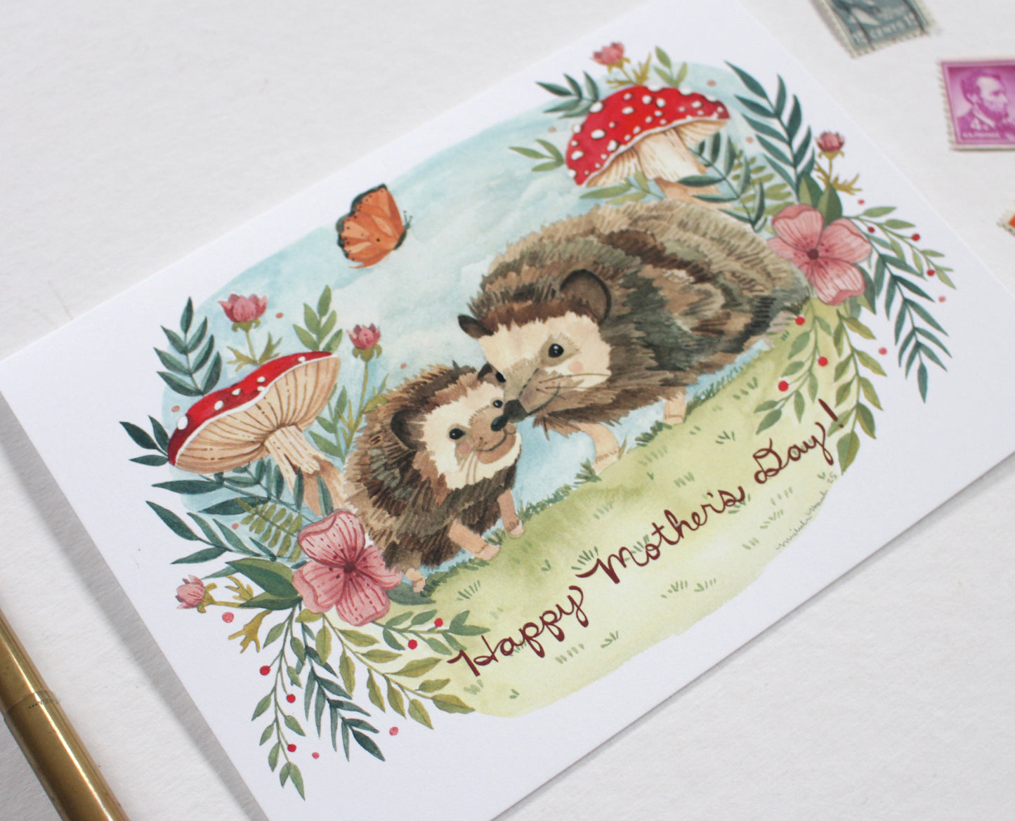 Mother's Day Card - Two Little Hedgehogs
