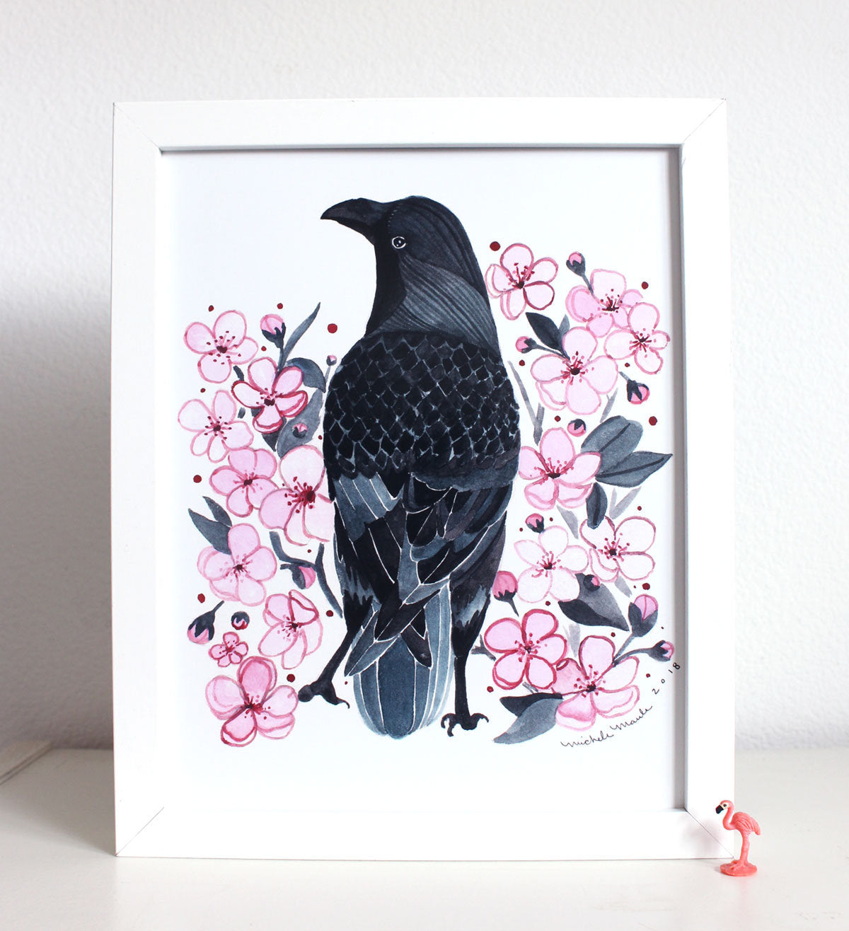 8x10 Print - Crow and Blossoms