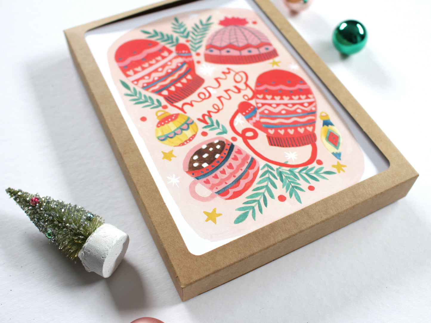 Set of Five Holiday Cards Cozy Christmas