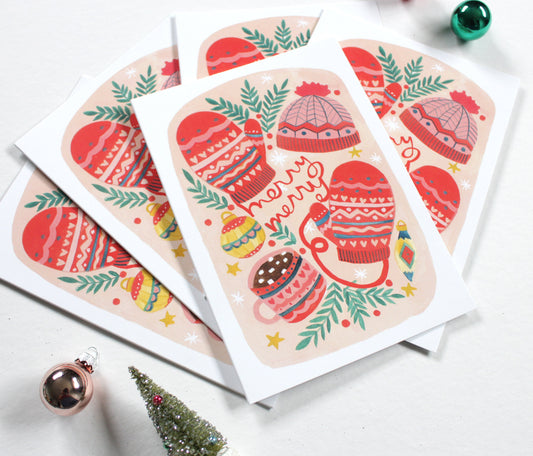 Set of Five Holiday Cards Cozy Christmas