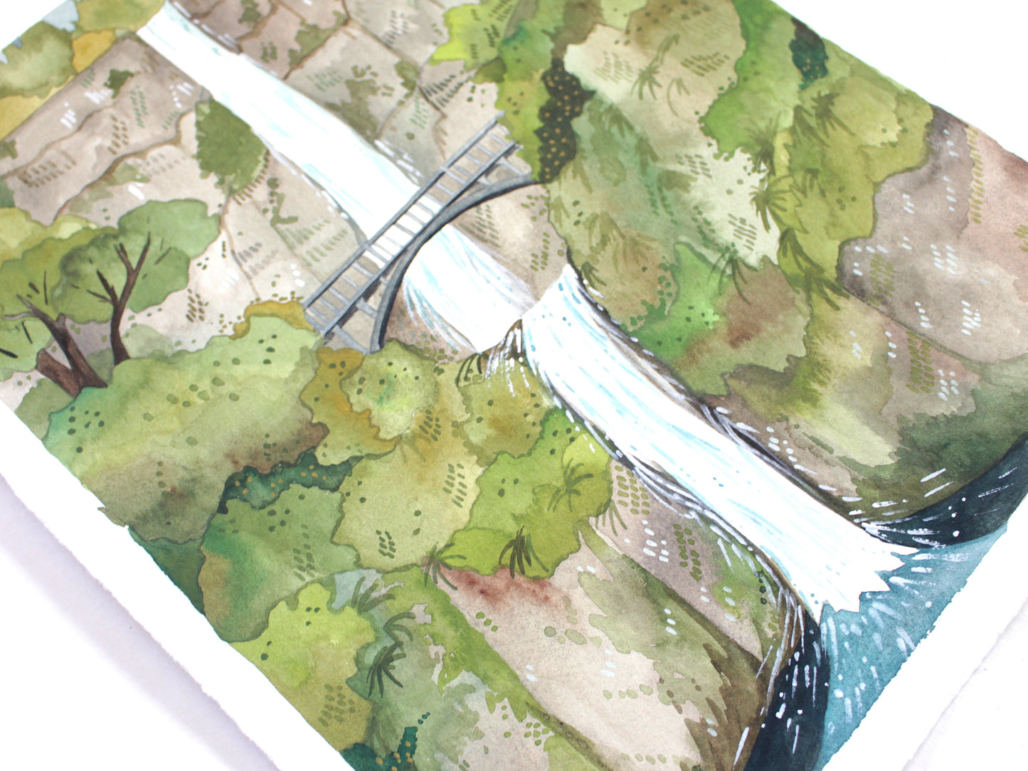 Original Watercolor Painting - Multnomah Falls