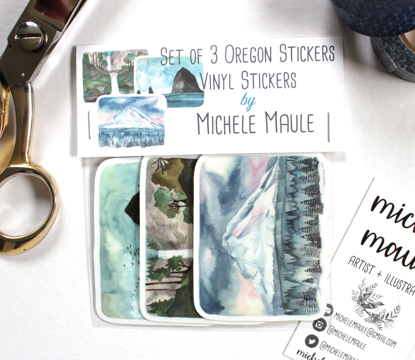 Set of Three Oregon Vinyl Stickers