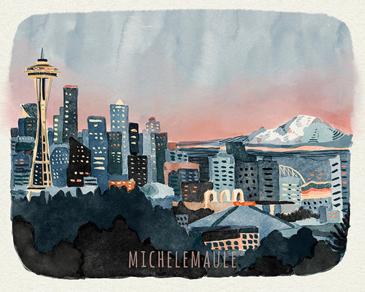 8x10 Print - Seattle Washington Skyline