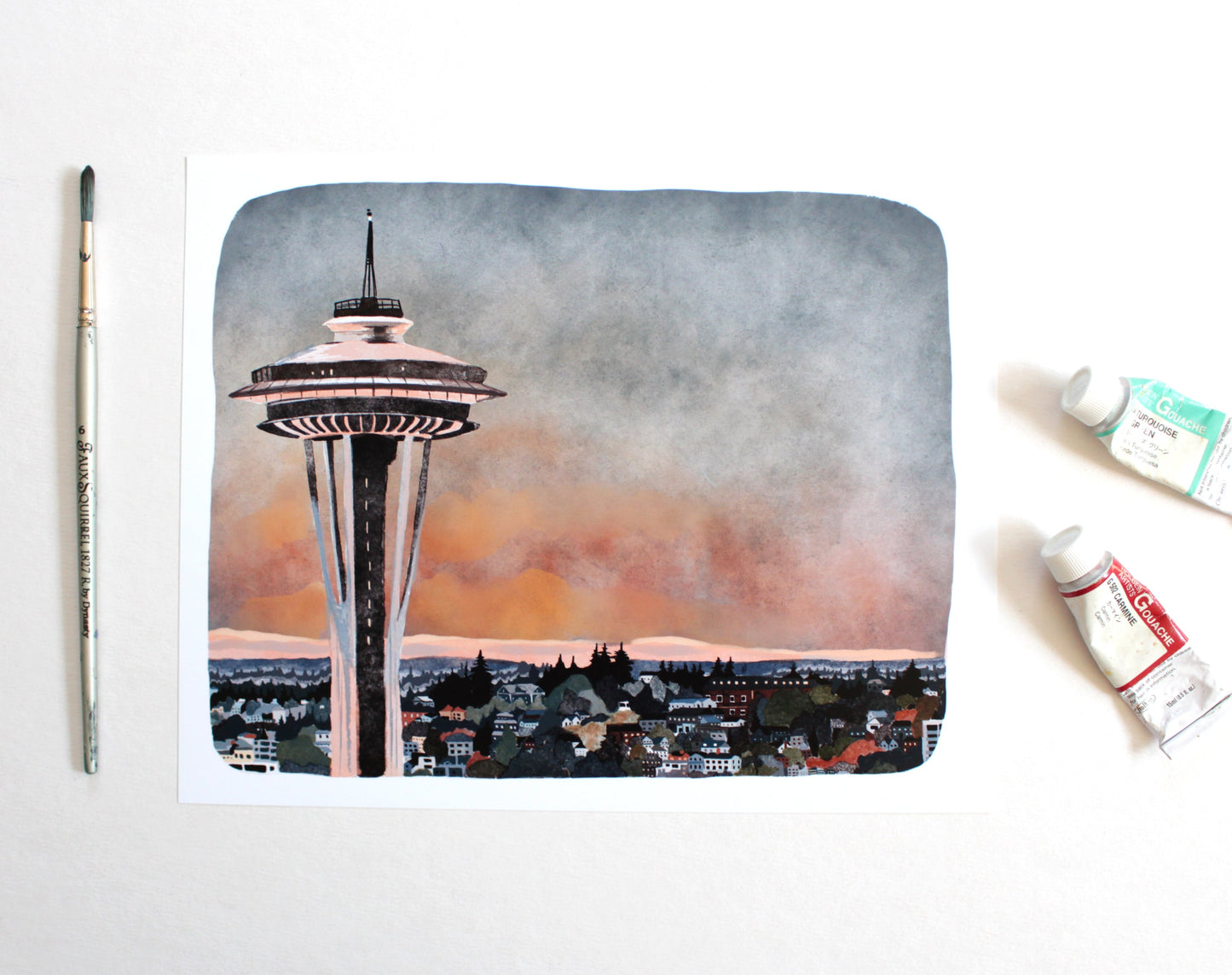 8x10 Print - Seattle Space Needle Sunset