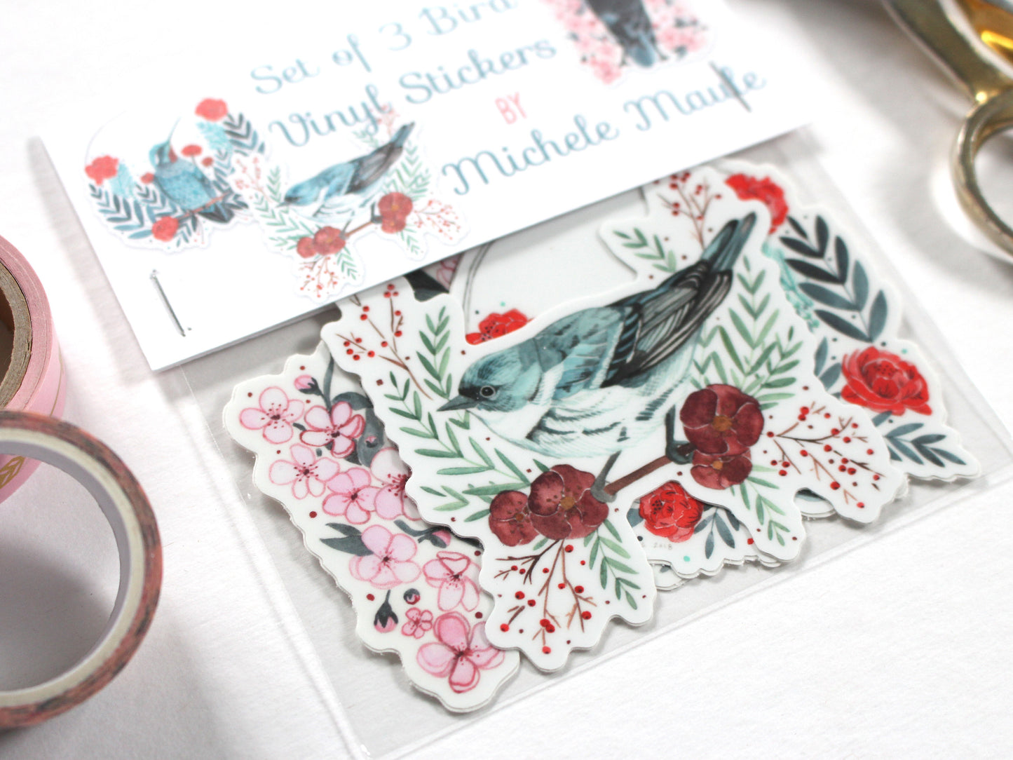 Set of Three Bird Stickers