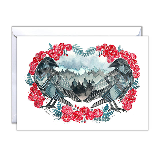 Greeting Card - Crows and Roses