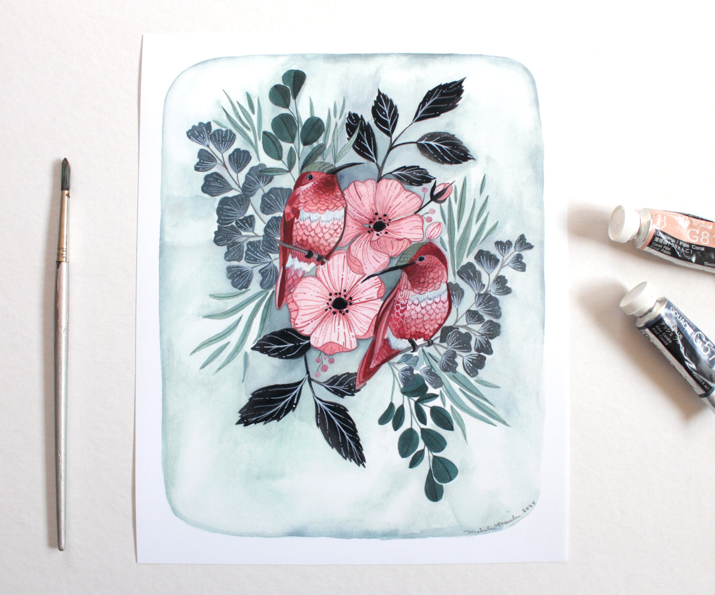 8x10 Print - Two Hummingbirds