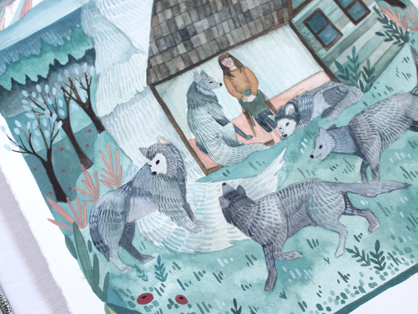 Original Painting - Wolves at the Door