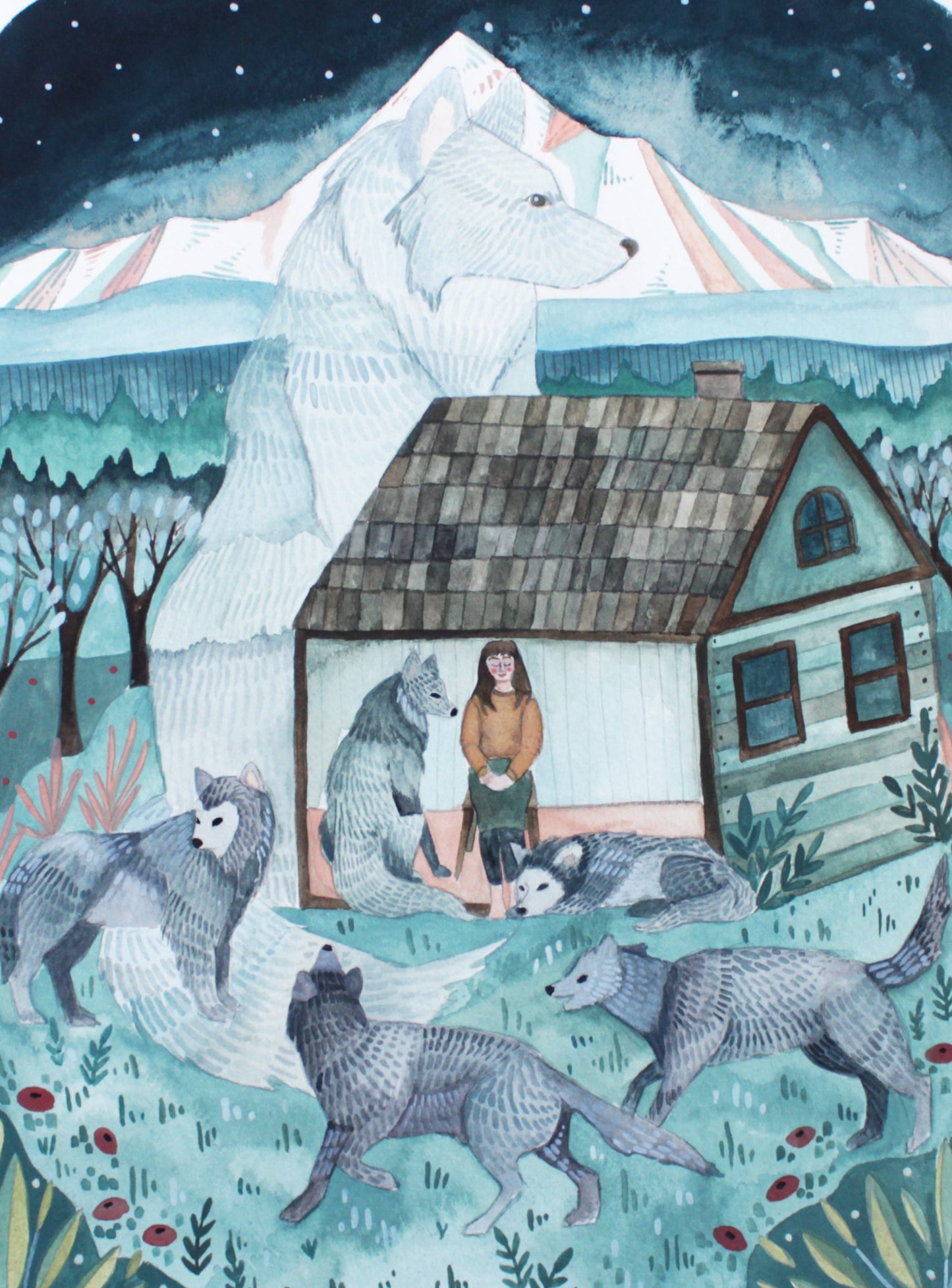 Original Painting - Wolves at the Door