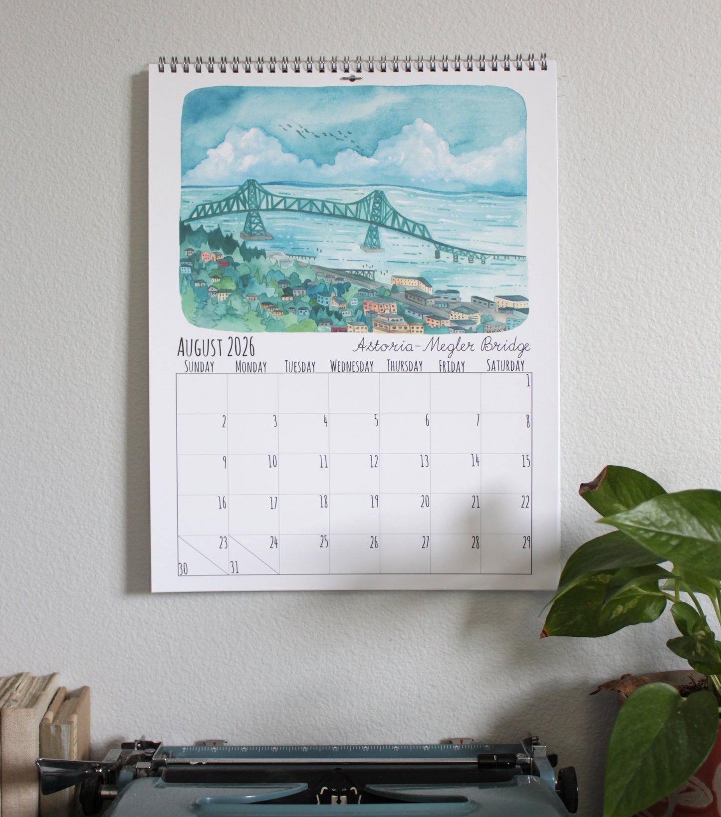 2026 Illustrated Oregon Wall Calendar