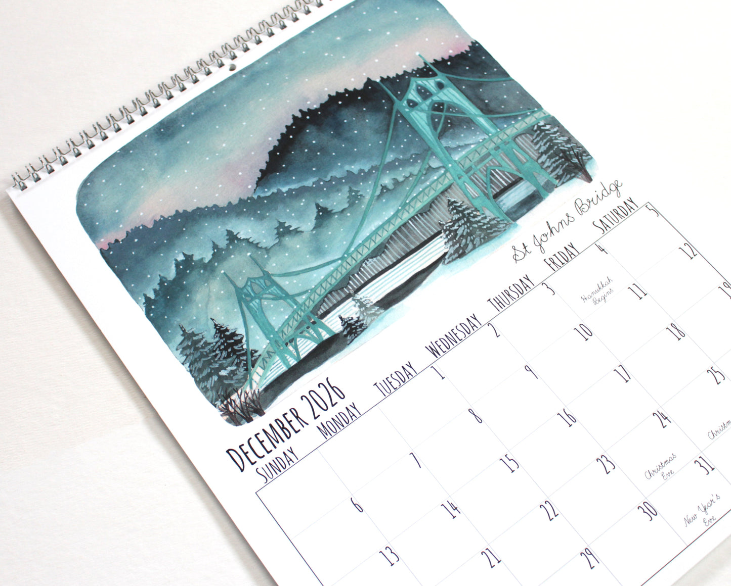 2026 Illustrated Oregon Wall Calendar