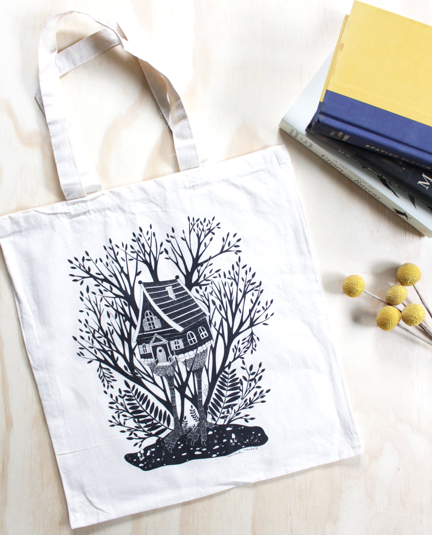 Baba Yaga House Cotten Canvas Tote Bag