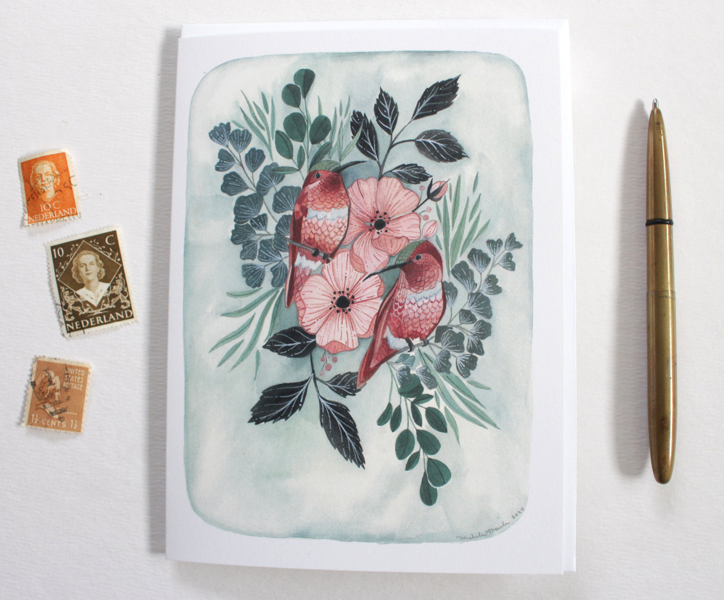 Greeting Card - Two Humming Birds