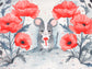 Original Gouache Painting - Little Mouse amongst the Poppies