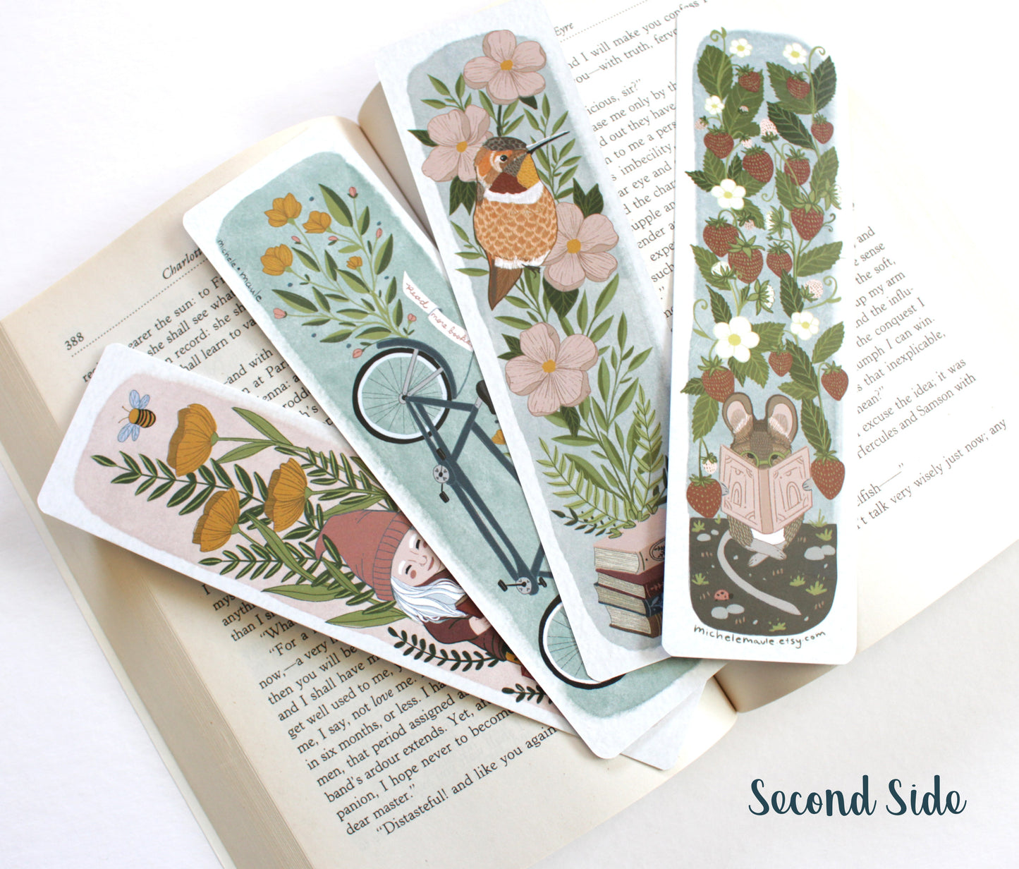 Set of Four Illustrated Bookmarks