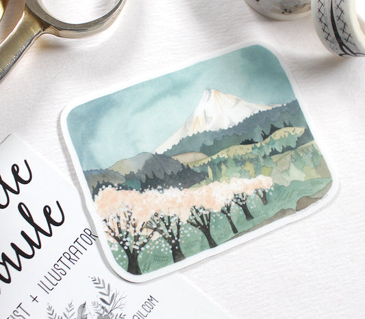 Vinyl Stickers - Mt Hood with Cherry Blossoms