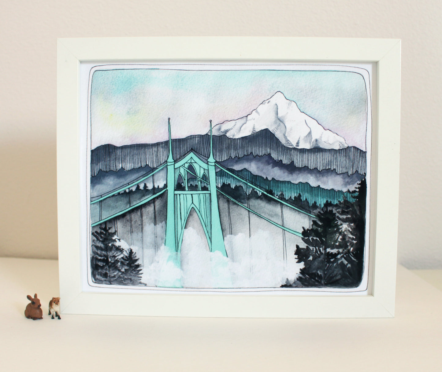 St Johns Bridge with Mt Hood - 8x10" Print