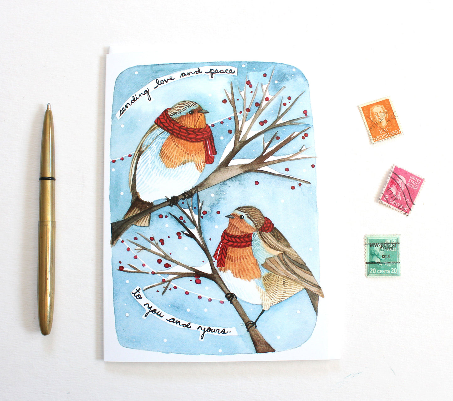 Holiday Card - Winter Robins