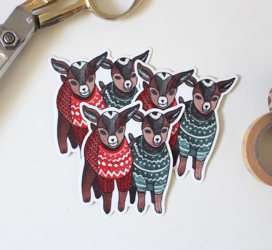 Set of Three Baby Goats in Sweaters Stickers