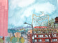 Original Portland Oregon Watercolor Painting - Big Pinkrt