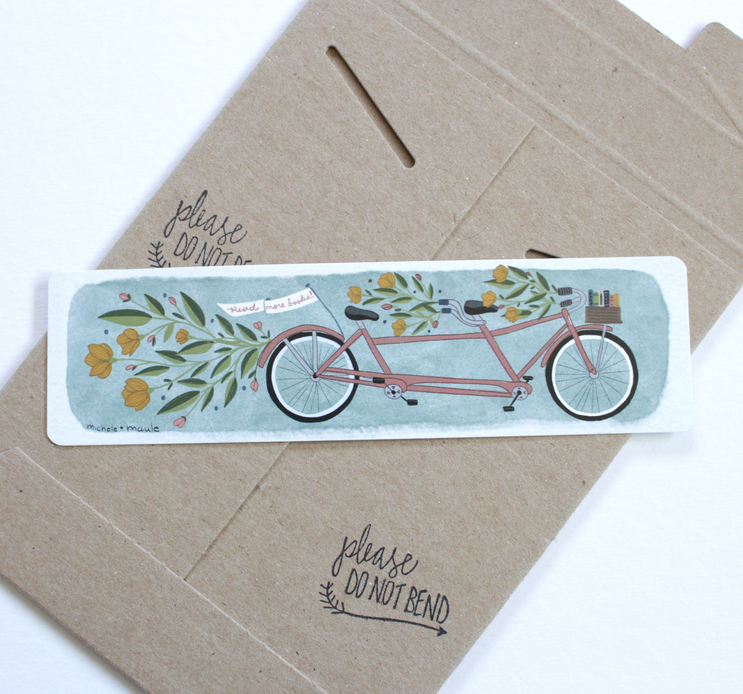 Tandem Bike Illustrated Bookmark