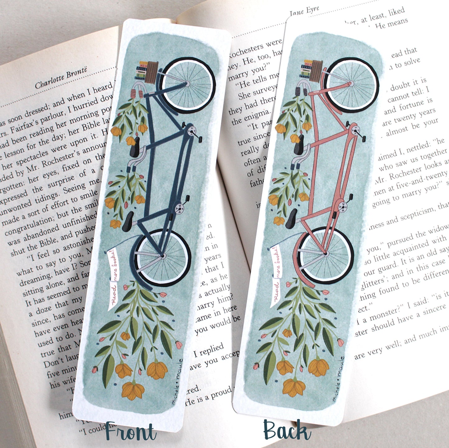 Tandem Bike Illustrated Bookmark