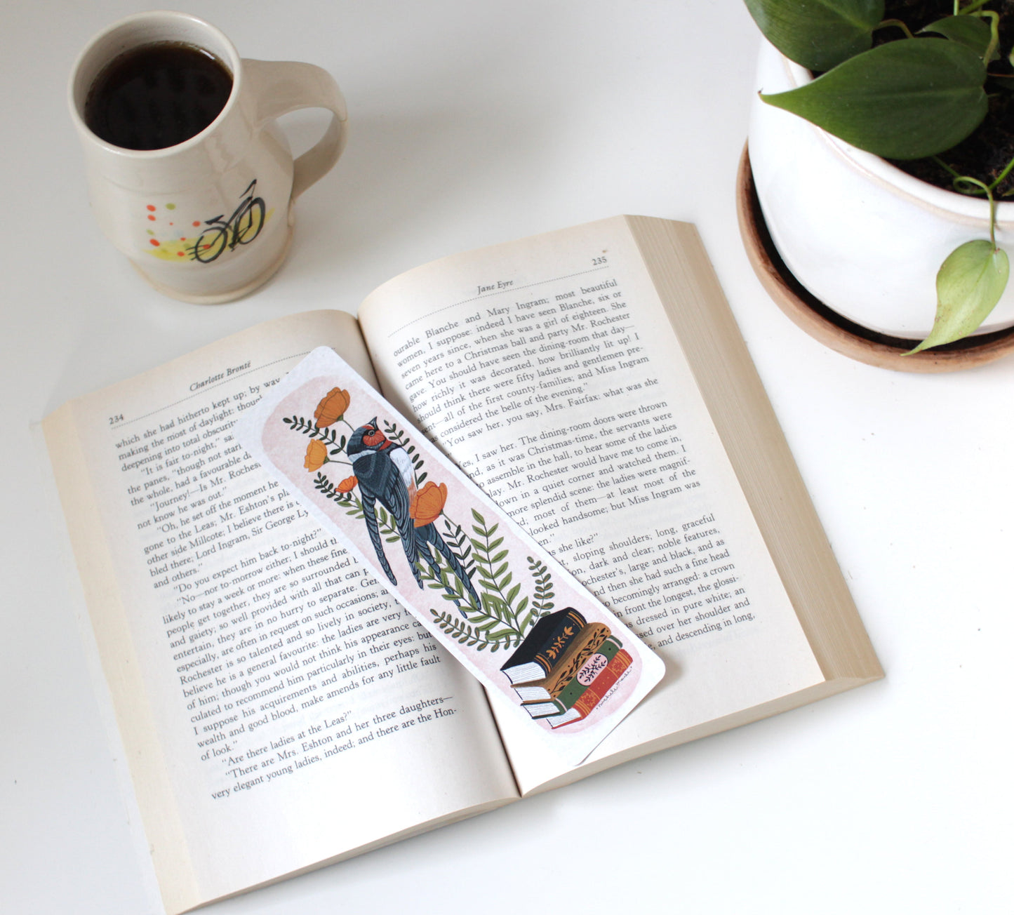 Hand-Drawn Blue Bird Illustration Bookmark - Unique Gift Idea