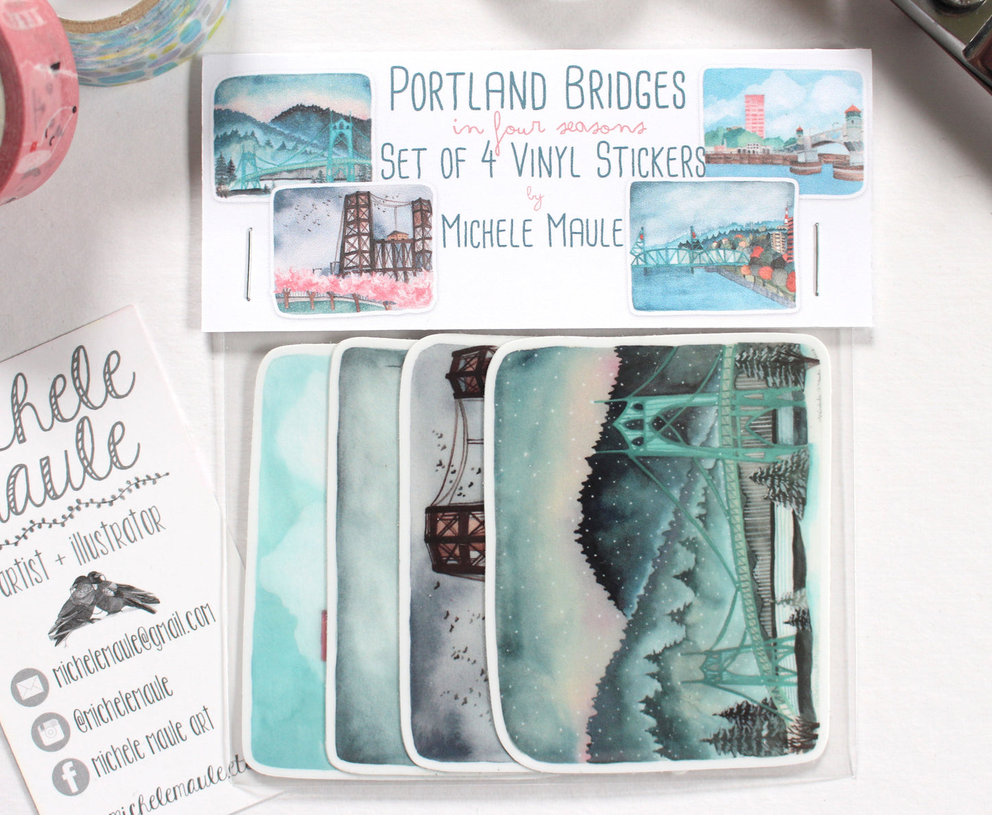 Set of Four Portland Bridge Stickers