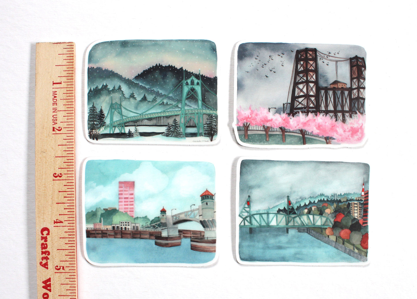 Set of Four Portland Bridge Stickers