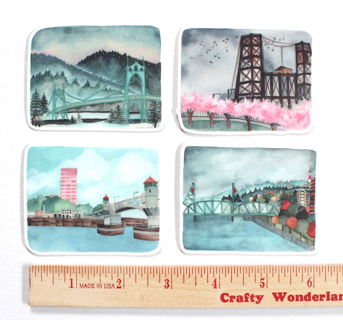 Set of Four Portland Bridge Stickers