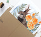Hand Drawn Bunny Illustration with Marigold Flowers (11x14)
