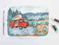 Original Gouache Painting on Paper - Orange Camper Van