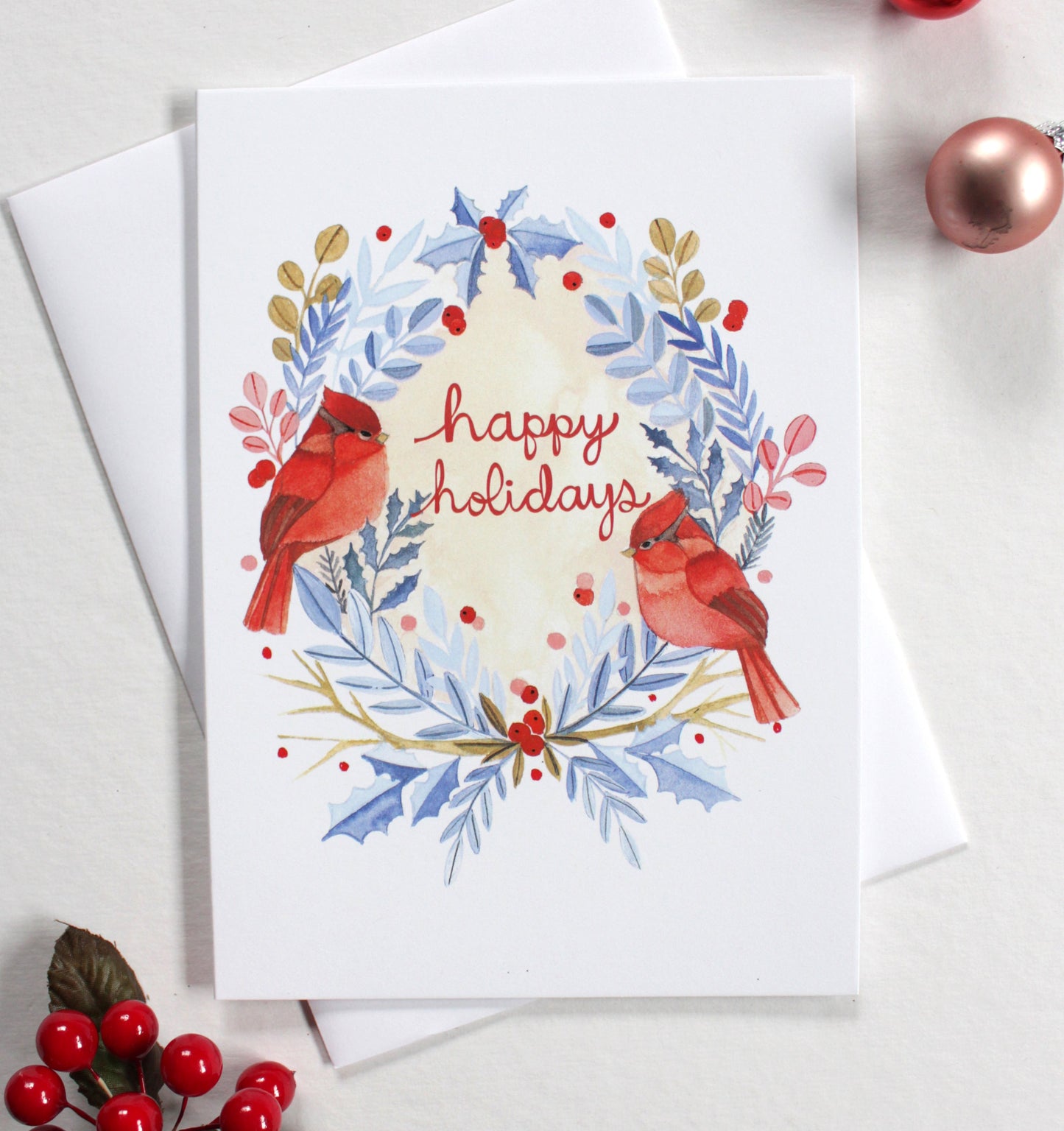 Holiday Card - Red Cardinals Happy Holidays