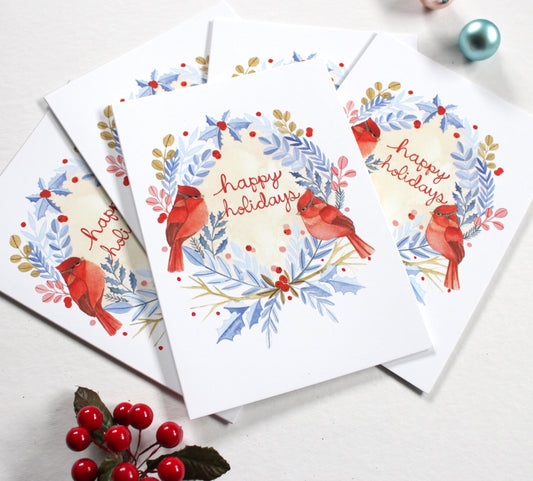 Set of Five Cardinal Holiday Cards