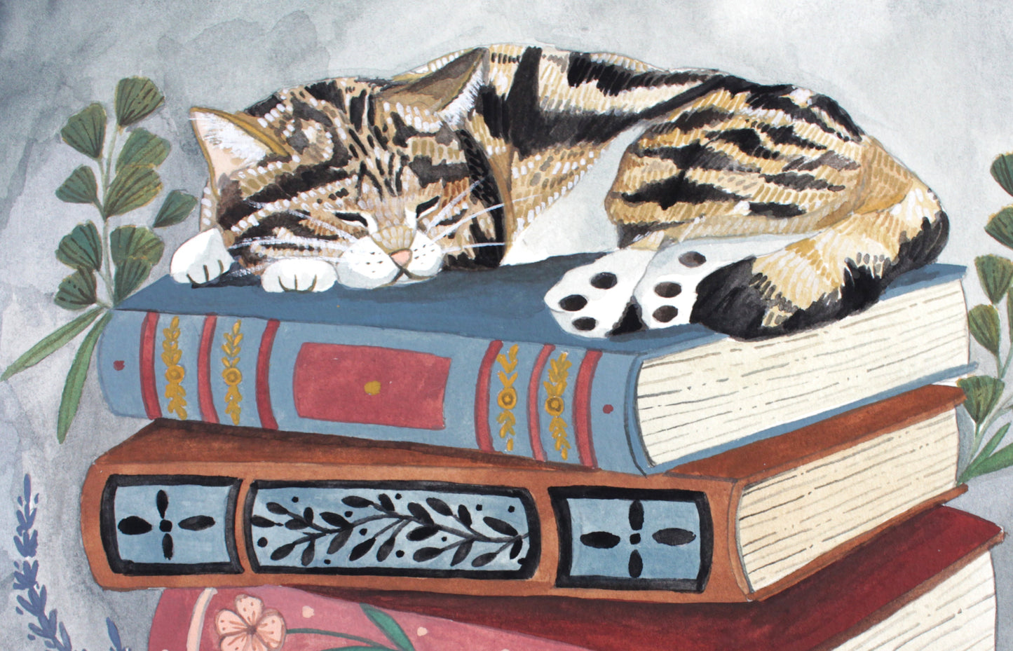 Original Gouache Painting - Read a Book, Take a Nap